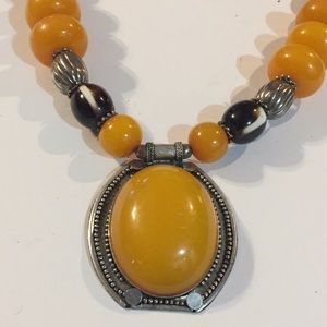 Chunky amber Tibetan necklace